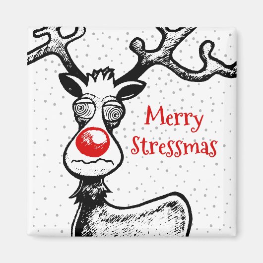Prettige StressKerst met Rudolph het Rendier Magneet (Voorkant)