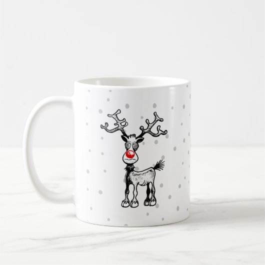 Prettige StressKerst met Rudolph op een mok (Links)