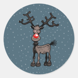 Prettige StressKerstmis met Rudolph het Rendier St Ronde Sticker