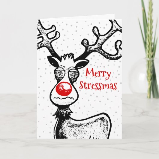 Prettige StressKerstmis Rudolf Kerst Foto Kaart (Voorkant)