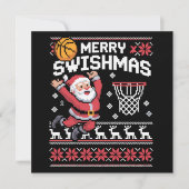 Prettige Swishkerst Basketbal Lelijke Kerstmis Ker Feestdagenkaart (Voorkant)