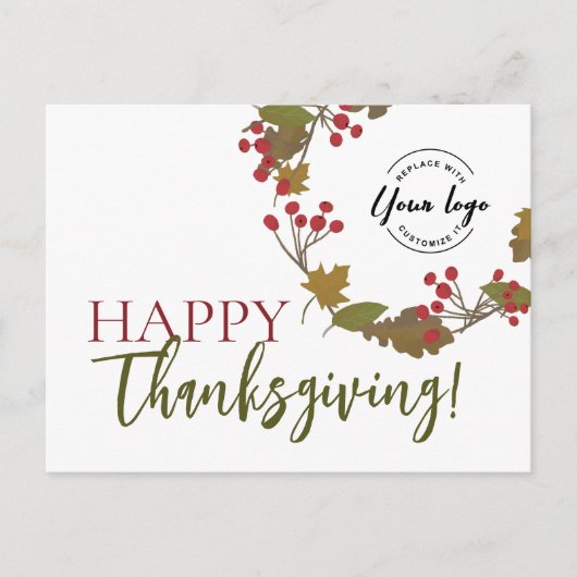 Prettige Thanksgiving Aangepast logo Herfstbloemen Briefkaart (Voorkant)