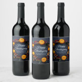 Prettige Thanksgiving Aangepaste Pompoen Krans Mod Wijn Etiket (Flessen)
