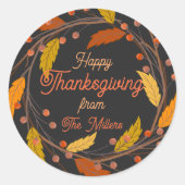 Prettige Thanksgiving Aangepaste Ronde Sticker (Voorkant)