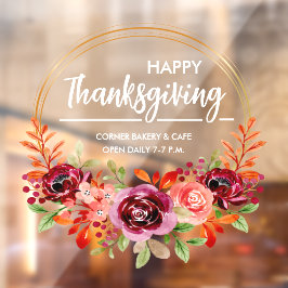 Prettige Thanksgiving Bloemenkrans Raamsticker