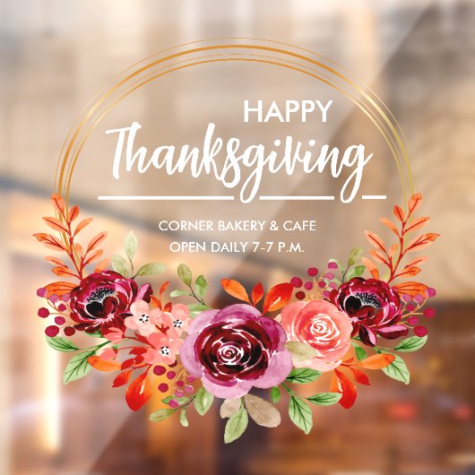 Prettige Thanksgiving Bloemenkrans Raamsticker (Vel 2)