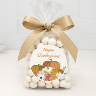 Prettige Thanksgiving Bloemrijke Bourgondische Sin Ronde Sticker