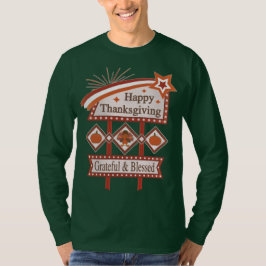 Prettige Thanksgiving Dankbaar & Gezegend Retro Bo T-shirt