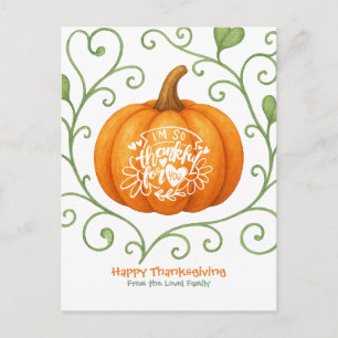 Prettige Thanksgiving Dankbare Scroll Pompoen Briefkaart