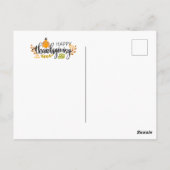 Prettige Thanksgiving Day pompoenen met kat Briefkaart (Achterkant)