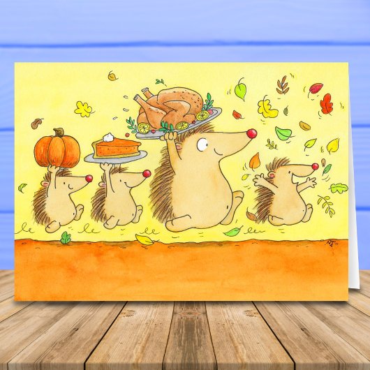 Prettige Thanksgiving Egels Groet Kaart
