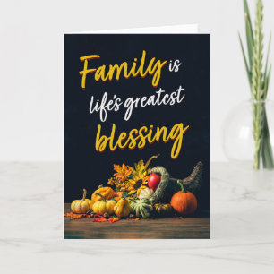 Prettige Thanksgiving Familie Mooie Hoorn des Over Feestdagen Kaart