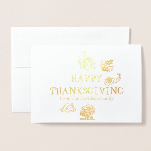 Prettige Thanksgiving-gebruik familienaam Vakantie Folie Kaarten (Voorkant met envelop)