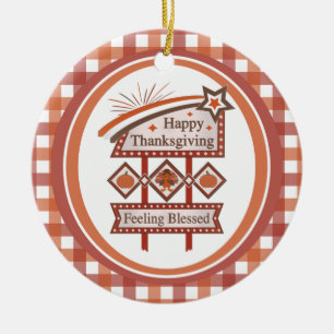 Prettige Thanksgiving Gevoel Gezegend Retro Bord Keramisch Ornament