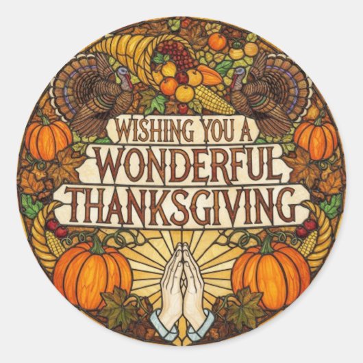 PRETTIGE THANKSGIVING GEWENST RONDE STICKER (Voorkant)