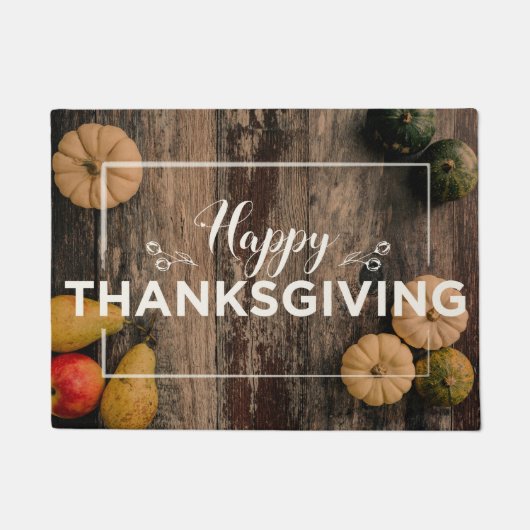 Prettige Thanksgiving-groet met pompoenen Deurmat (Voorkant)
