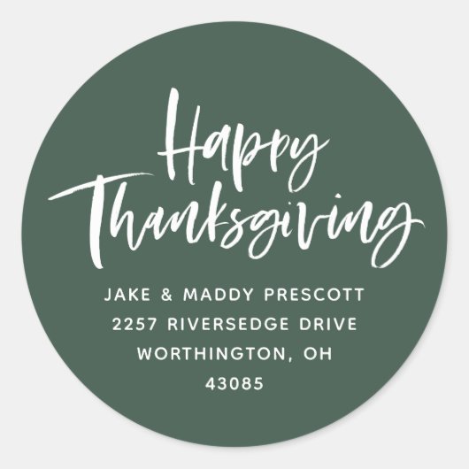 Prettige Thanksgiving jager groene retouradres Ronde Sticker (Voorkant)