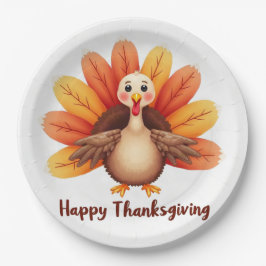 Prettige Thanksgiving Kalkoen Papieren Borden Bordje