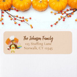 Prettige Thanksgiving-kalkun serveert taart en ijs Etiket