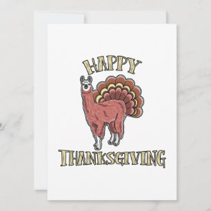 Prettige Thanksgiving Lama Alpaca Kalkoen Fun Gesc Feestdagenkaart