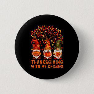 Prettige Thanksgiving Lieve Kabouters Pompoen Herf Ronde Button 5,7 Cm
