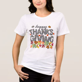 Prettige Thanksgiving Luipaardprint & Herfstblader Tri-Blend Shirt