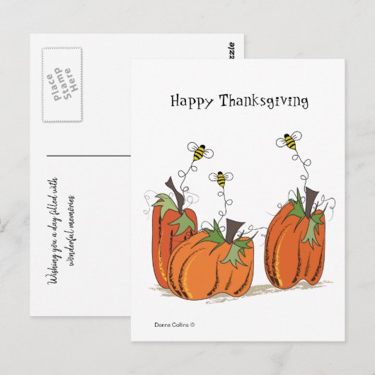 Prettige Thanksgiving met drie bijen ansichtkaart  Briefkaart (Voorkant / Achterkant)