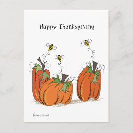 Prettige Thanksgiving met drie bijen ansichtkaart  Briefkaart
