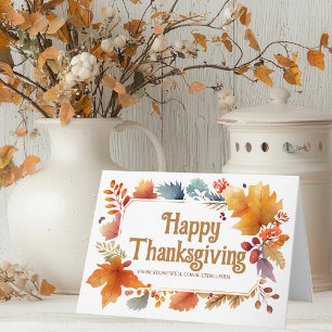 Prettige Thanksgiving Mooie Bladeren Aangepast Bed Feestdagen Kaart