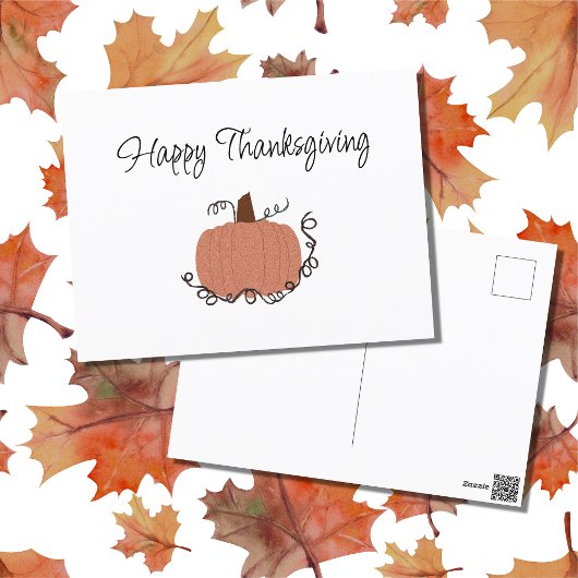 Prettige Thanksgiving Mooie Oranje Pompoen Ansicht Briefkaart