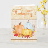 Prettige Thanksgiving Mooie Waterverf Pompoenen Kaart (Gele Bloem)