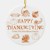 Prettige Thanksgiving pompoen aangepaste naam scha Keramisch Ornament (Voorkant)