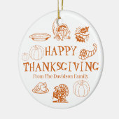 Prettige Thanksgiving pompoen aangepaste naam scha Keramisch Ornament (Links)