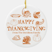 Prettige Thanksgiving pompoen aangepaste naam scha Keramisch Ornament (Achterkant)