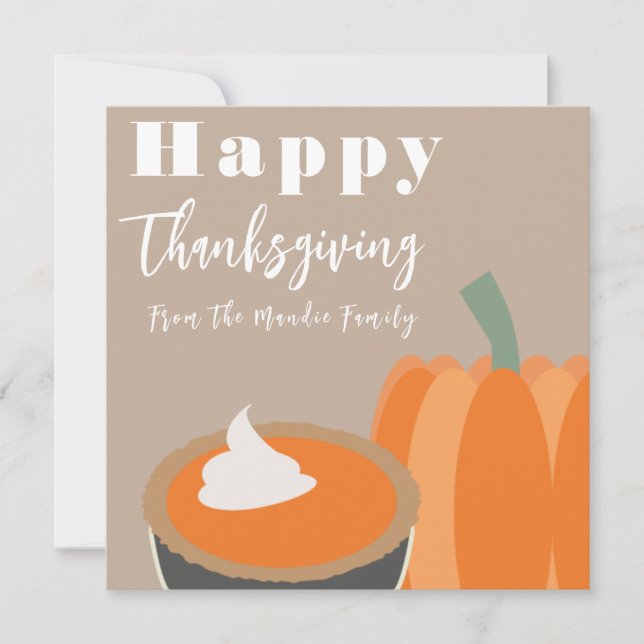Prettige Thanksgiving Pompoen en Pompoentaart (Voorkant)