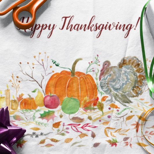 Prettige Thanksgiving Pompoen Met Kalkoen Tissuepapier