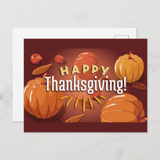 PRETTIGE THANKSGIVING POMPOENEN BRIEFKAART (Voorkant / Achterkant)