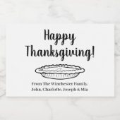 Prettige Thanksgiving pompoentaart aangepaste teks Voedselcontainer Etiket (Enkel label)