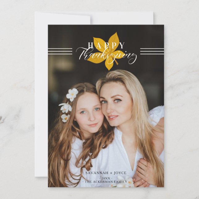Prettige Thanksgiving Script Bladeren Aangepaste F (Voorkant)