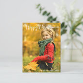 Prettige Thanksgiving-script-overlay gezinsfoto Briefkaart (Staand voorkant)