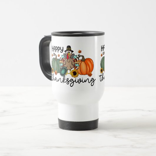 Prettige Thanksgiving T-shirt | Herfst Vakantie Tu Reisbeker (Voorkant links)