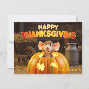 Prettige Thanksgiving Tekening Rat in Pompoen Briefkaart