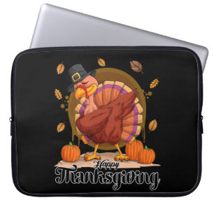 Prettige Thanksgiving-typografie koffiemok Laptop Sleeve