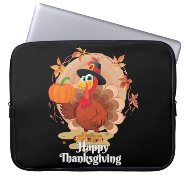 Prettige Thanksgiving-typografie  Laptop Sleeve (Voorkant)