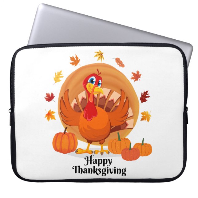 Prettige Thanksgiving-typografie  Laptop Sleeve (Voorkant)