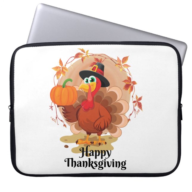 Prettige Thanksgiving-typografie  Laptop Sleeve (Voorkant)