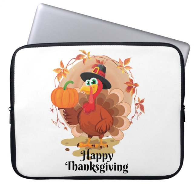 Prettige Thanksgiving-typografie  Laptop Sleeve (Voorkant)
