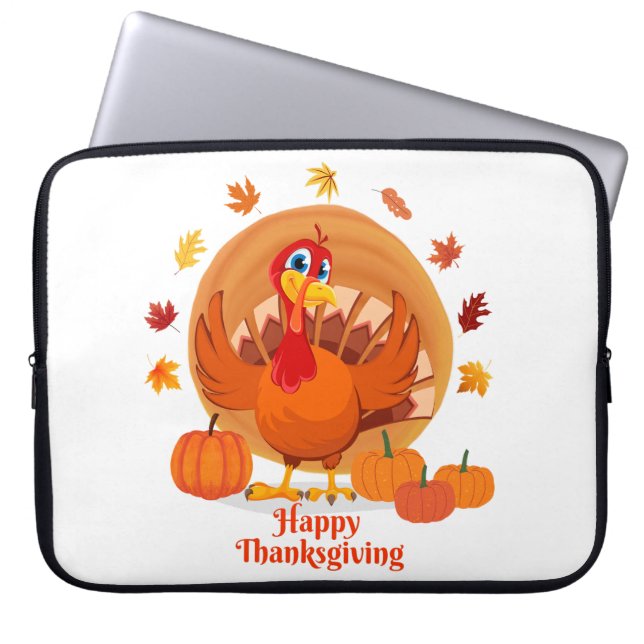 Prettige Thanksgiving-typografie  Laptop Sleeve (Voorkant)