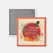 Prettige Thanksgiving Vierkante Magneet (Voorkant / Achterkant)