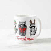 Prettige Trashmas – Grappige Kerstmis Wasberen Koffiemok (Voorkant rechts)